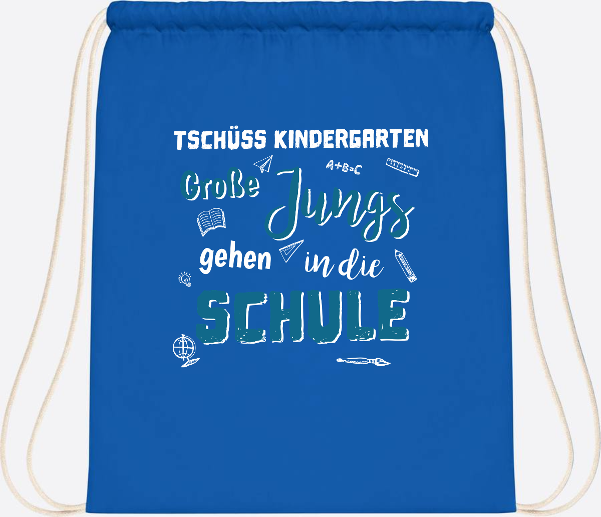 Turnbeutel Tschüss Kindergarten Große Jungs - Personalisiert - Sapphire Blue