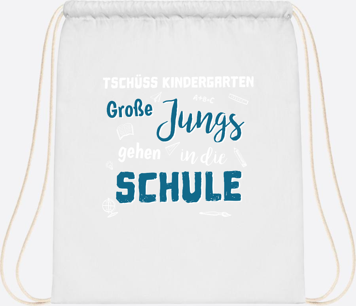 Turnbeutel Tschüss Kindergarten Große Jungs - Personalisiert - White