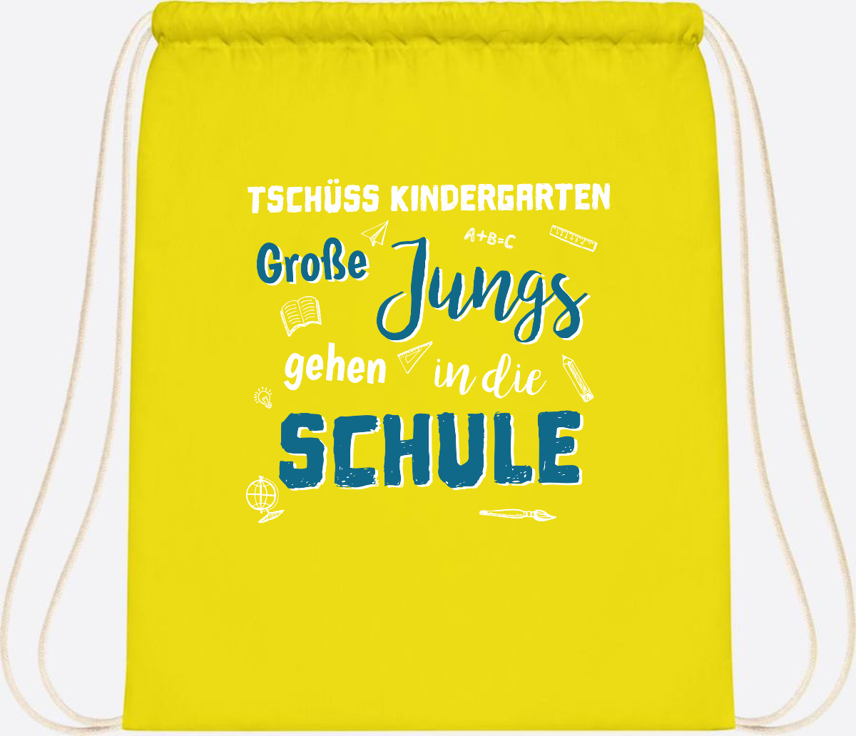 Turnbeutel Tschüss Kindergarten Große Jungs - Personalisiert - Yellow