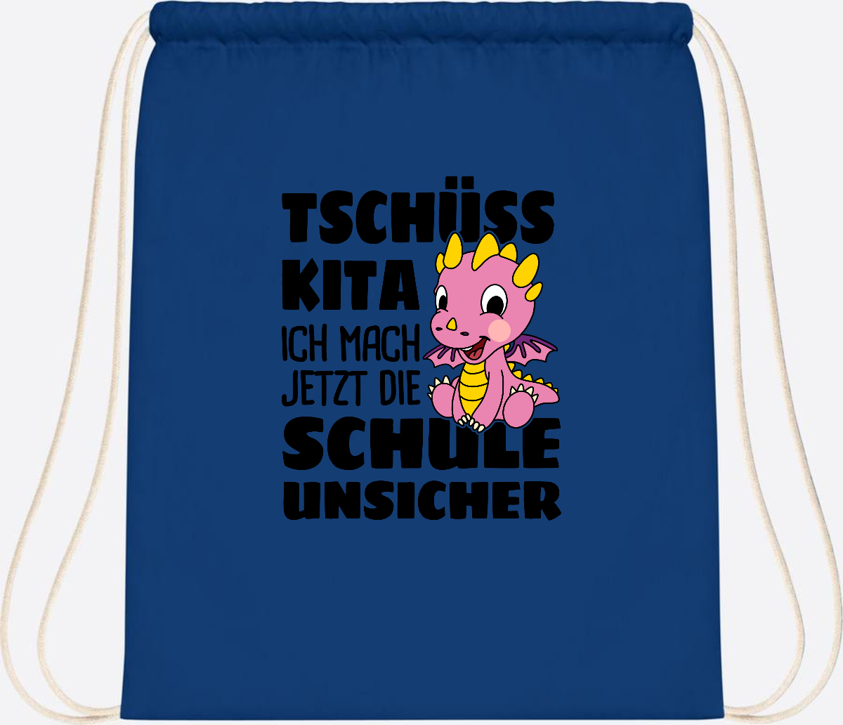 Turnbeutel Tschüss Kita – Rosa Drache mit Wunschnamen - Bright Royal