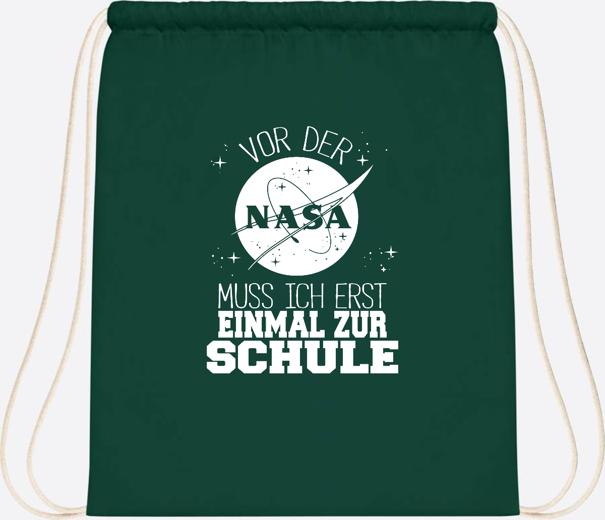Turnbeutel "Vor der NASA zur Schule" – mit Wunschname - Bottle Green