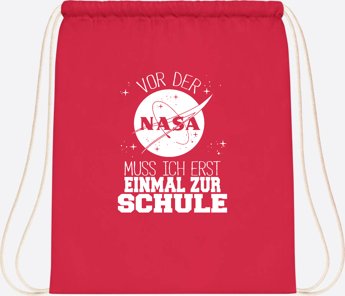 Turnbeutel "Vor der NASA zur Schule" – mit Wunschname - Bright Red
