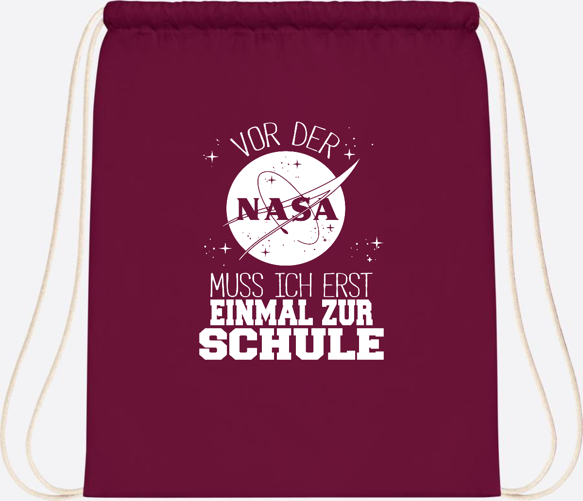Turnbeutel "Vor der NASA zur Schule" – mit Wunschname - Burgundy