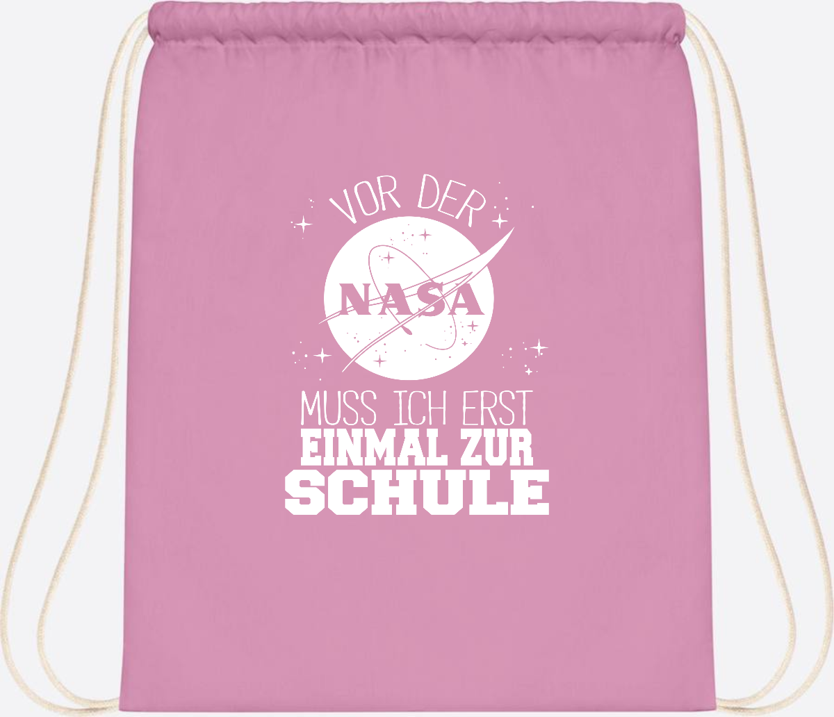 Turnbeutel "Vor der NASA zur Schule" – mit Wunschname - Classic Pink/White
