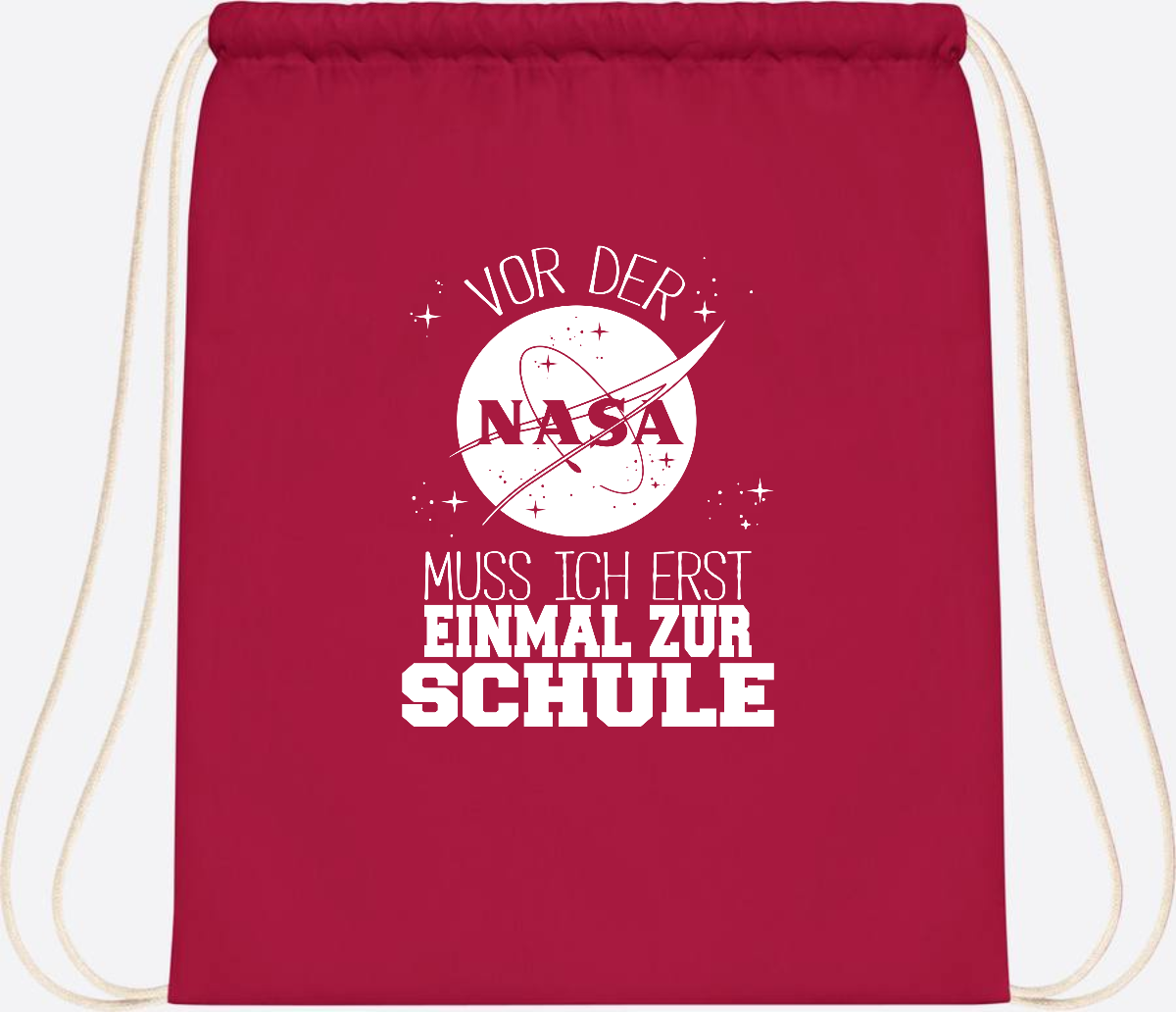 Turnbeutel "Vor der NASA zur Schule" – mit Wunschname - Classic Red
