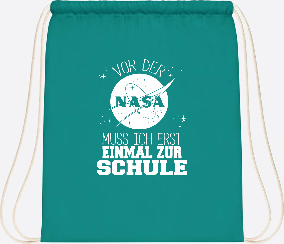 Turnbeutel "Vor der NASA zur Schule" – mit Wunschname - Emerald