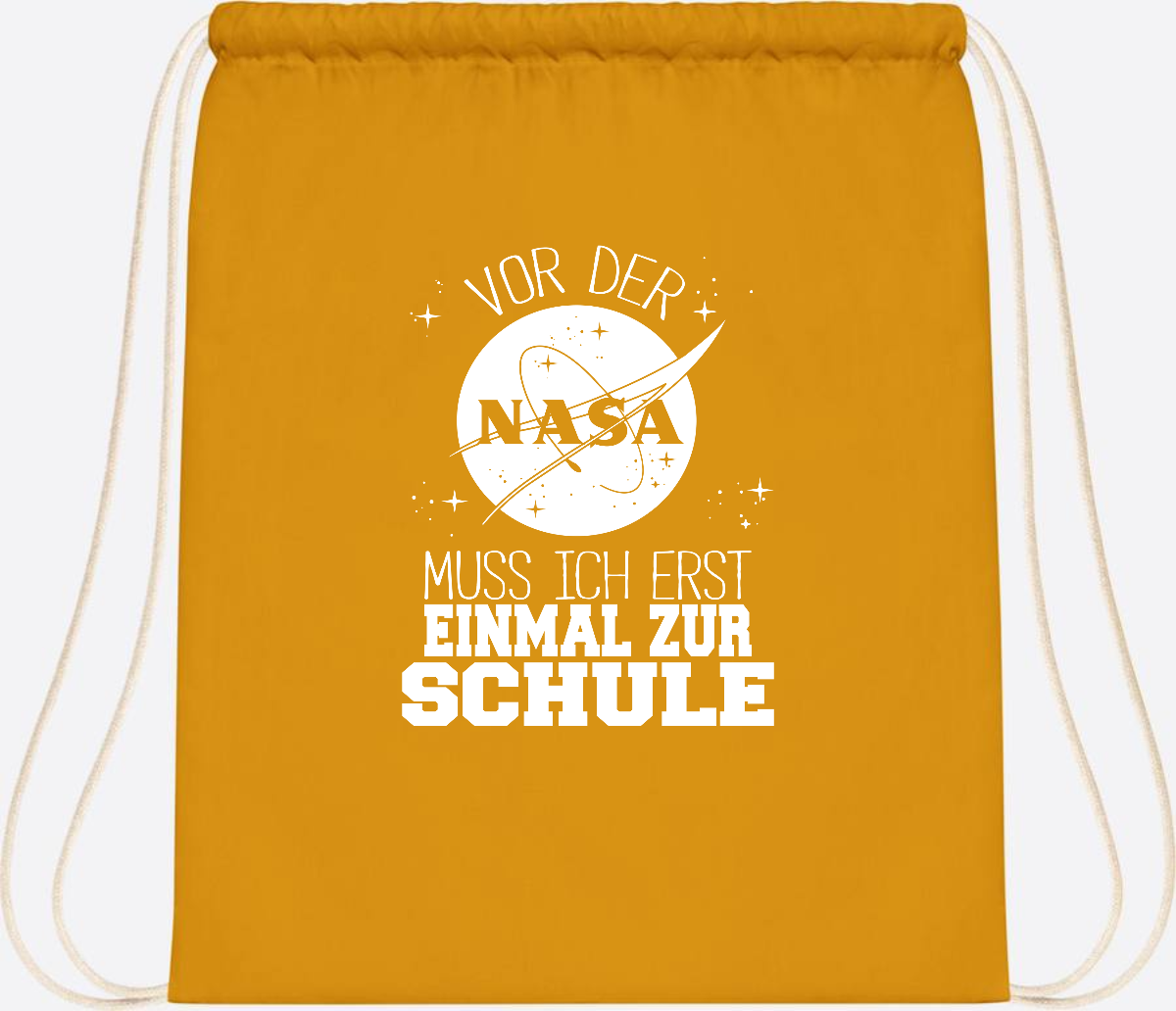 Turnbeutel "Vor der NASA zur Schule" – mit Wunschname - Mustard