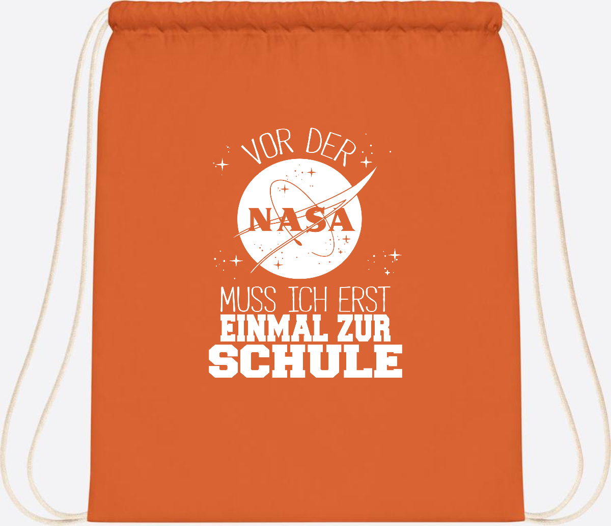 Turnbeutel "Vor der NASA zur Schule" – mit Wunschname - Orange