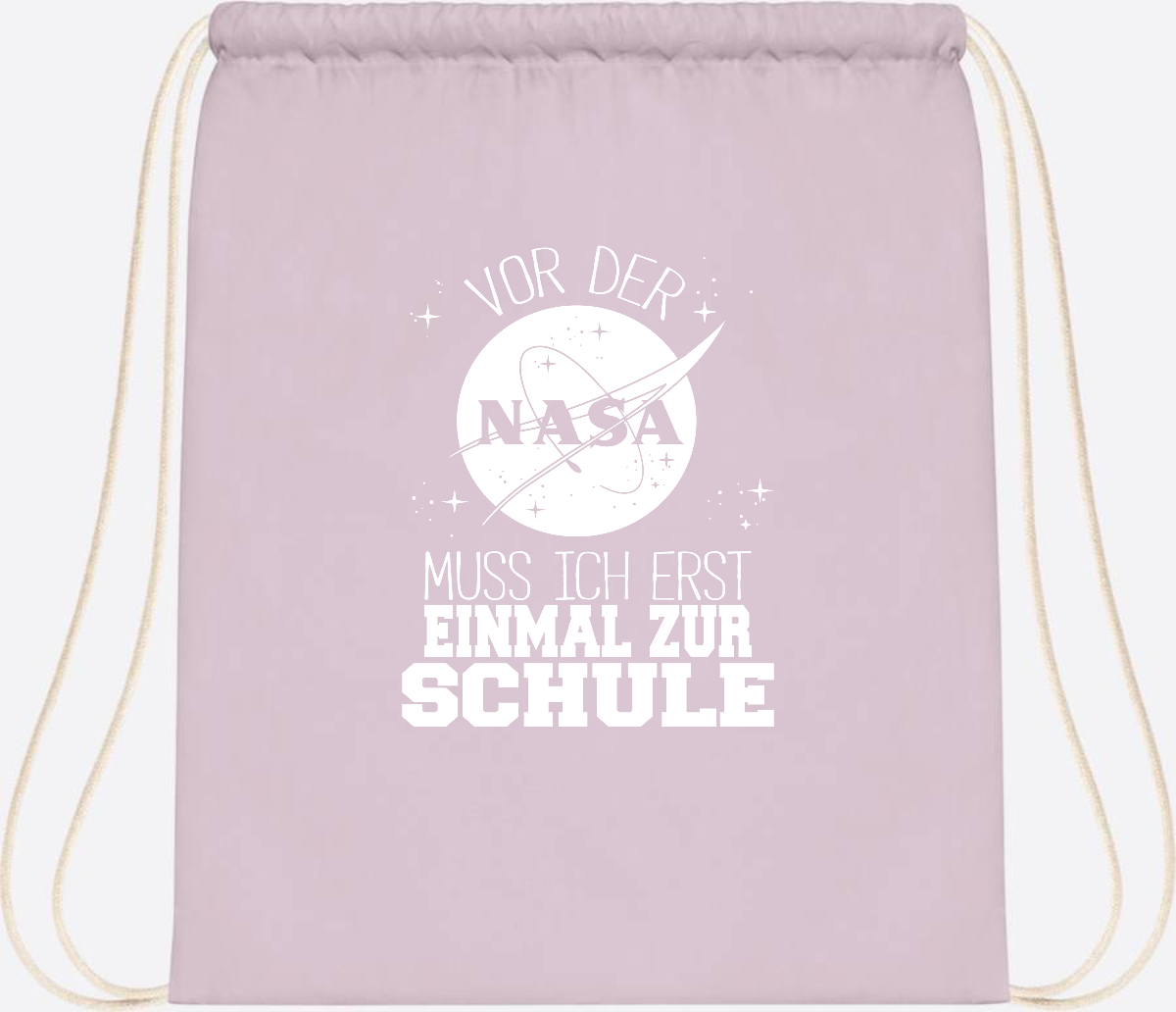 Turnbeutel "Vor der NASA zur Schule" – mit Wunschname - Pastel Pink/White