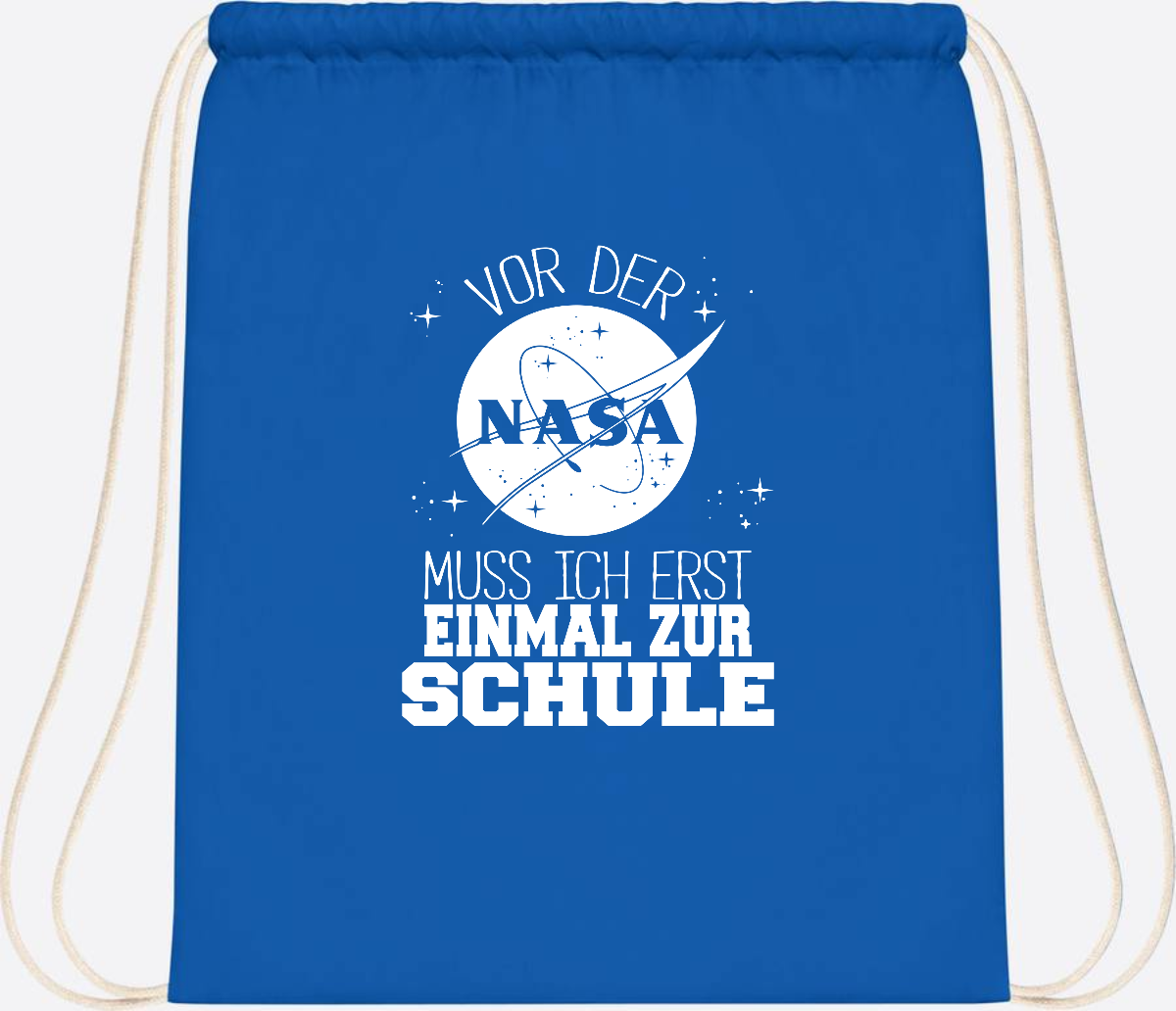 Turnbeutel "Vor der NASA zur Schule" – mit Wunschname - Sapphire Blue