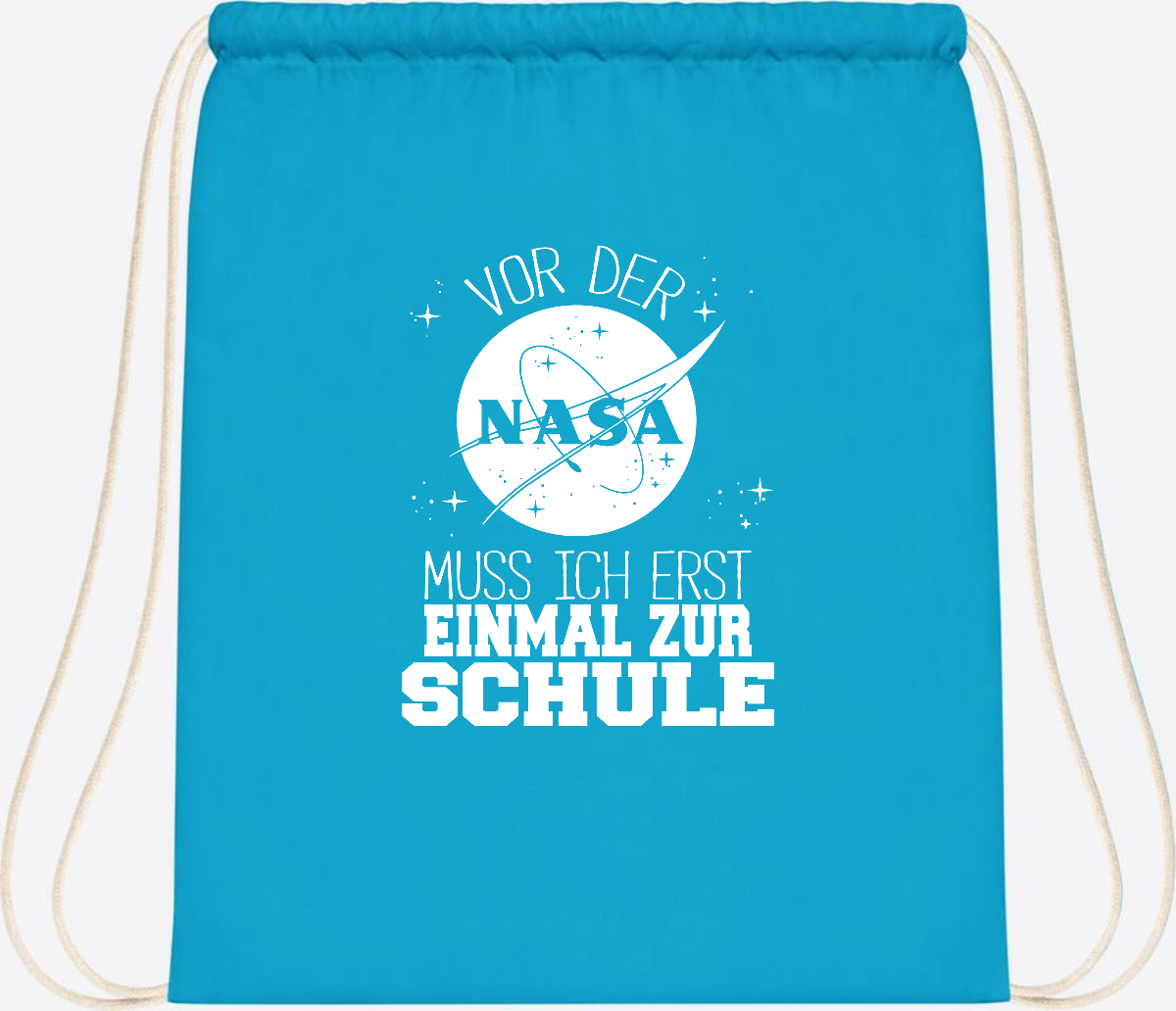 Turnbeutel "Vor der NASA zur Schule" – mit Wunschname - Surf Blue
