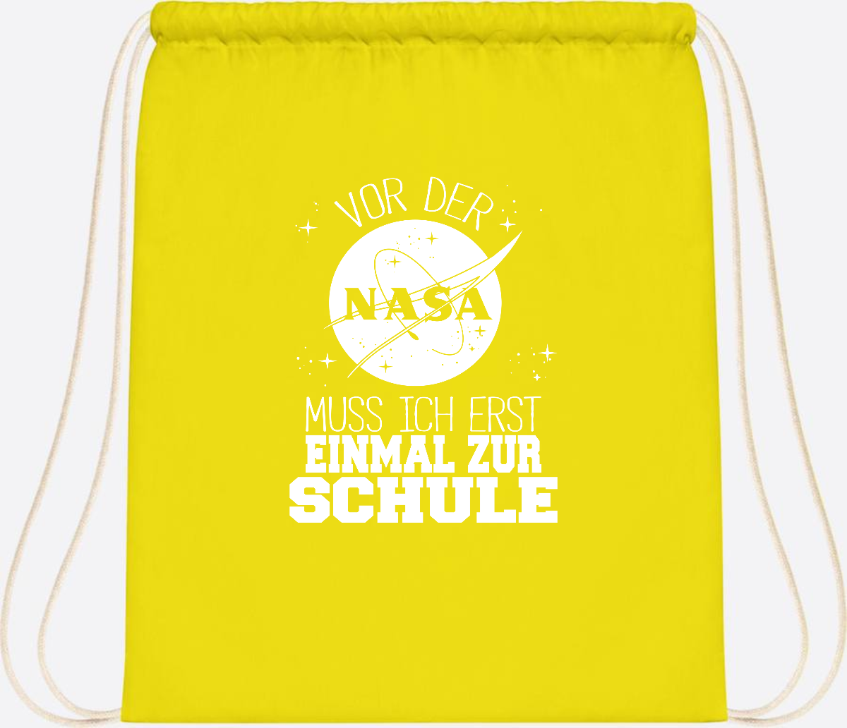 Turnbeutel "Vor der NASA zur Schule" – mit Wunschname - Yellow