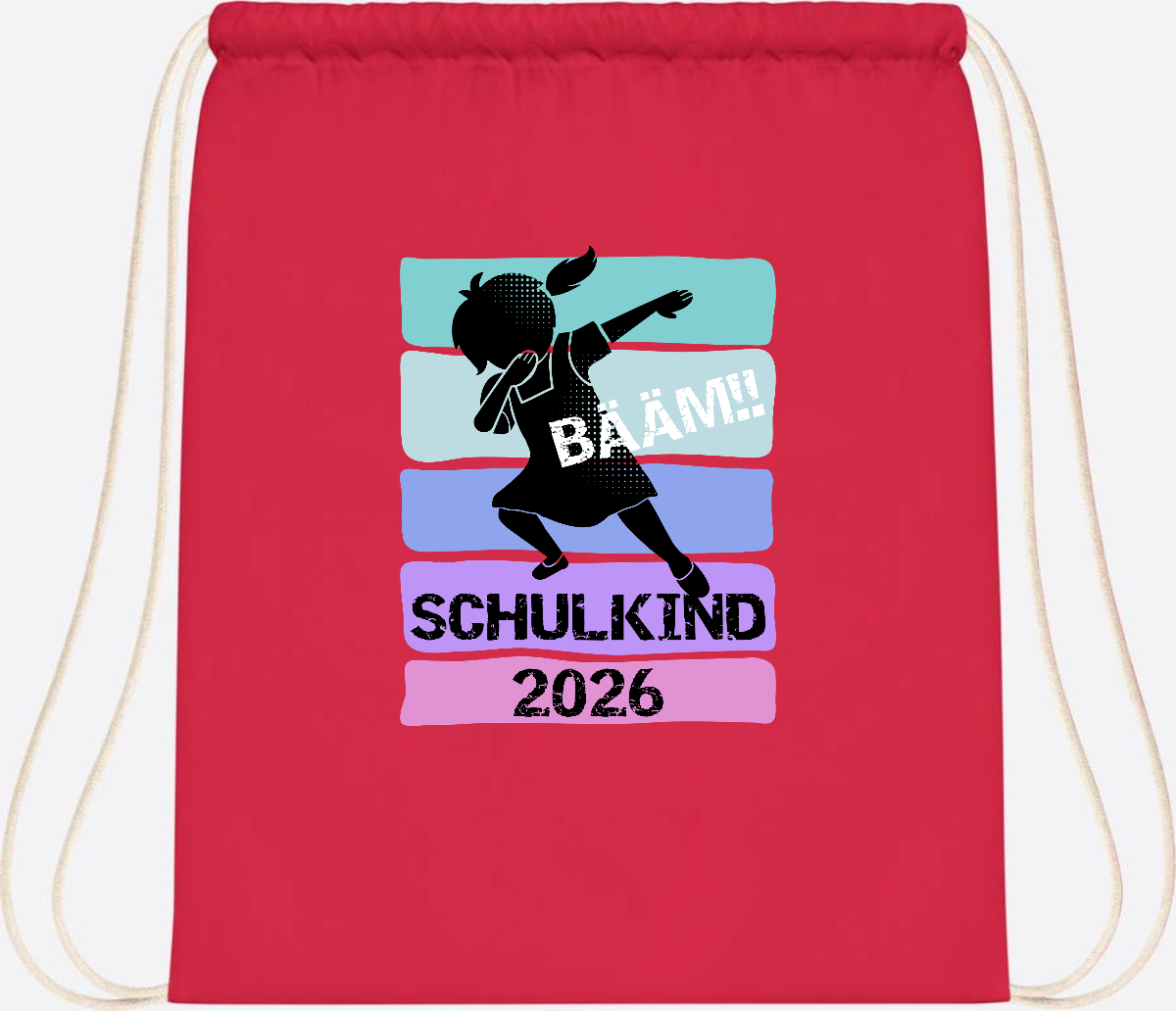 Turnbeutel zur Einschulung: Bääm Schulkind 2026 Mädchen - Bright Red