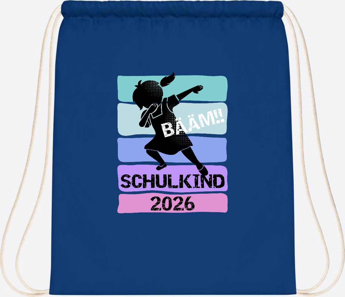 Turnbeutel zur Einschulung: Bääm Schulkind 2026 Mädchen - Bright Royal