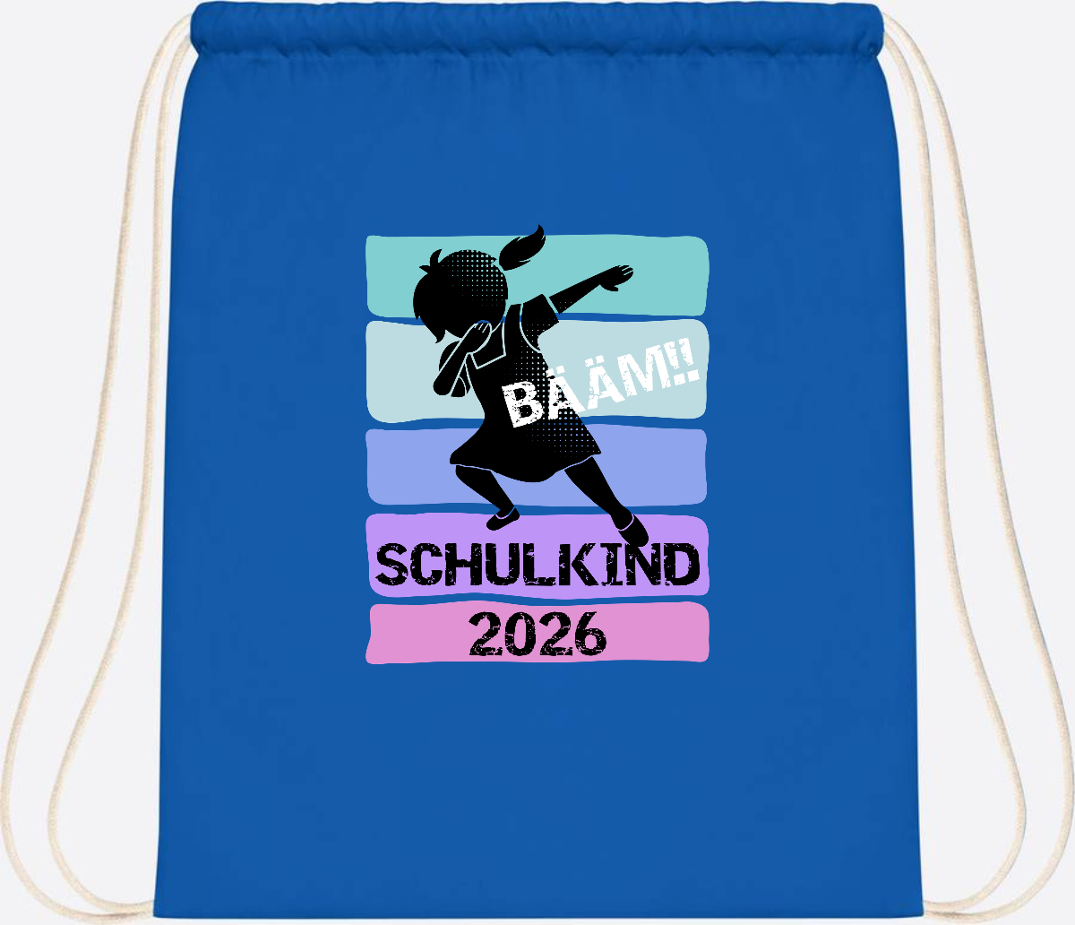 Turnbeutel zur Einschulung: Bääm Schulkind 2026 Mädchen - Sapphire Blue