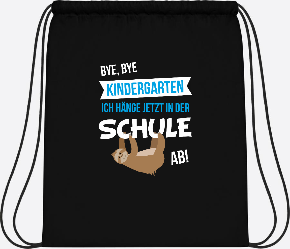 Turnbeutel zur Einschulung – Bye Bye Kindergarten mit Name - Black/Black