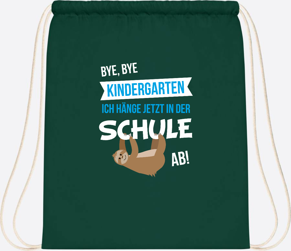 Turnbeutel zur Einschulung – Bye Bye Kindergarten mit Name - Bottle Green