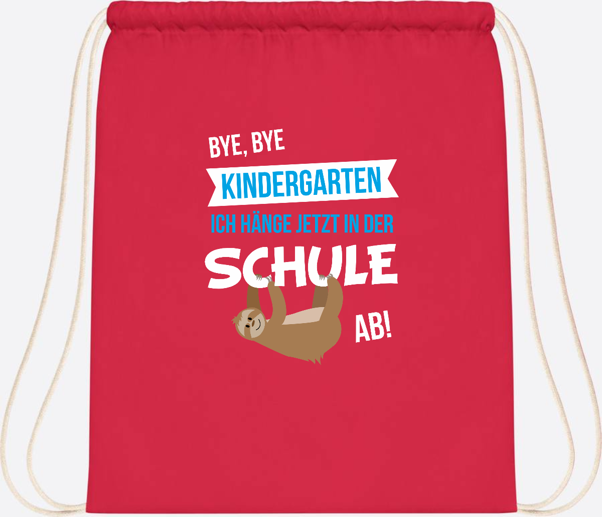 Turnbeutel zur Einschulung – Bye Bye Kindergarten mit Name - Bright Red