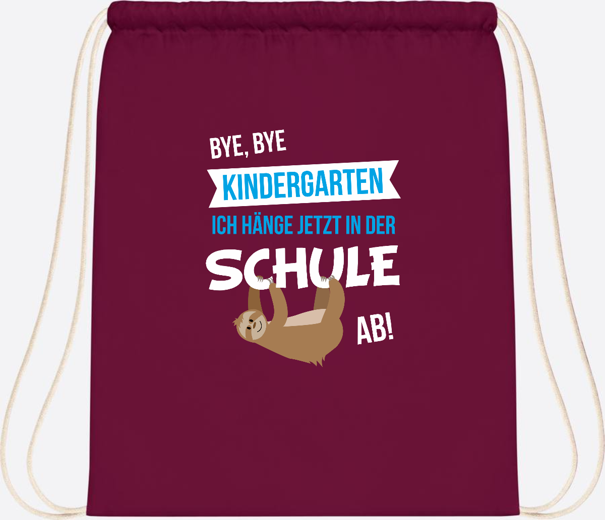 Turnbeutel zur Einschulung – Bye Bye Kindergarten mit Name - Burgundy