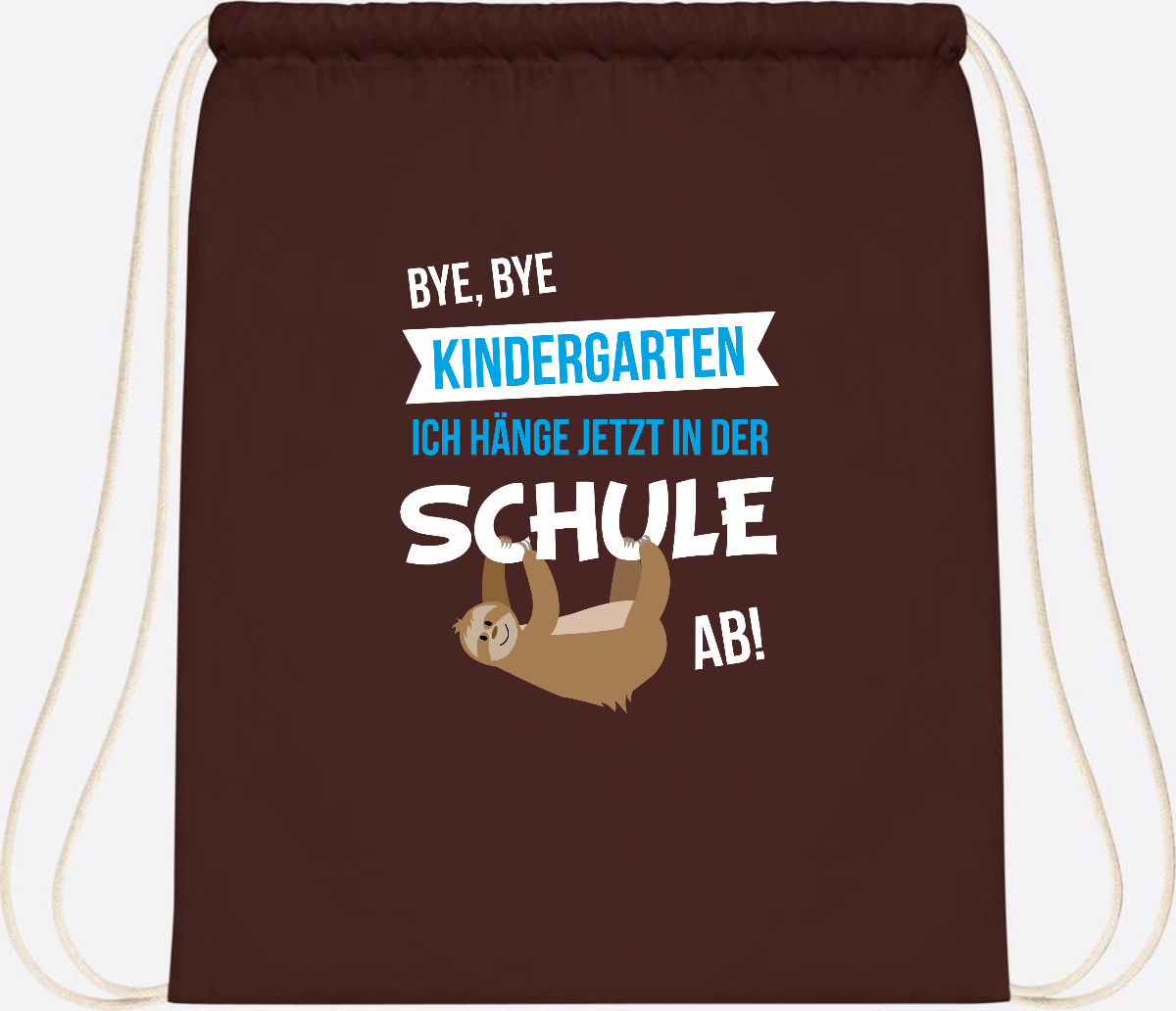 Turnbeutel zur Einschulung – Bye Bye Kindergarten mit Name - Chocolate