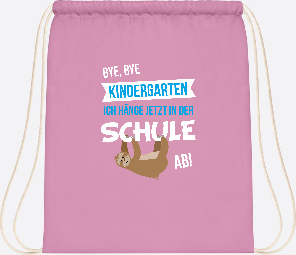 Turnbeutel zur Einschulung – Bye Bye Kindergarten mit Name - Classic Pink/White