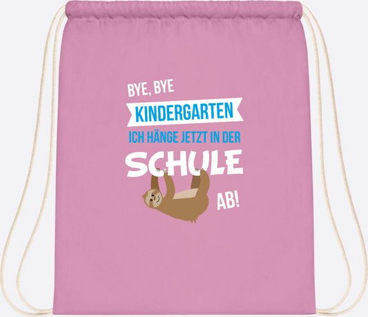 Turnbeutel zur Einschulung – Bye Bye Kindergarten mit Name - Classic Pink/White