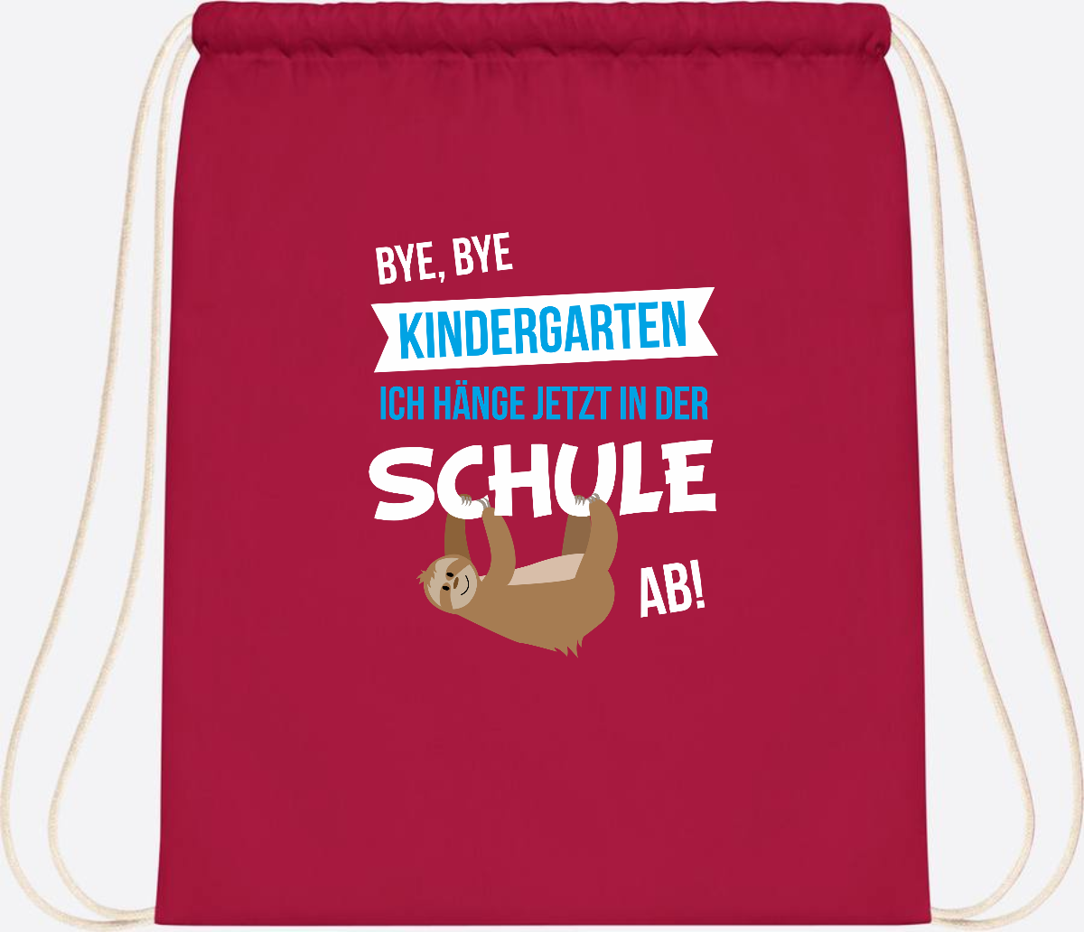 Turnbeutel zur Einschulung – Bye Bye Kindergarten mit Name - Classic Red