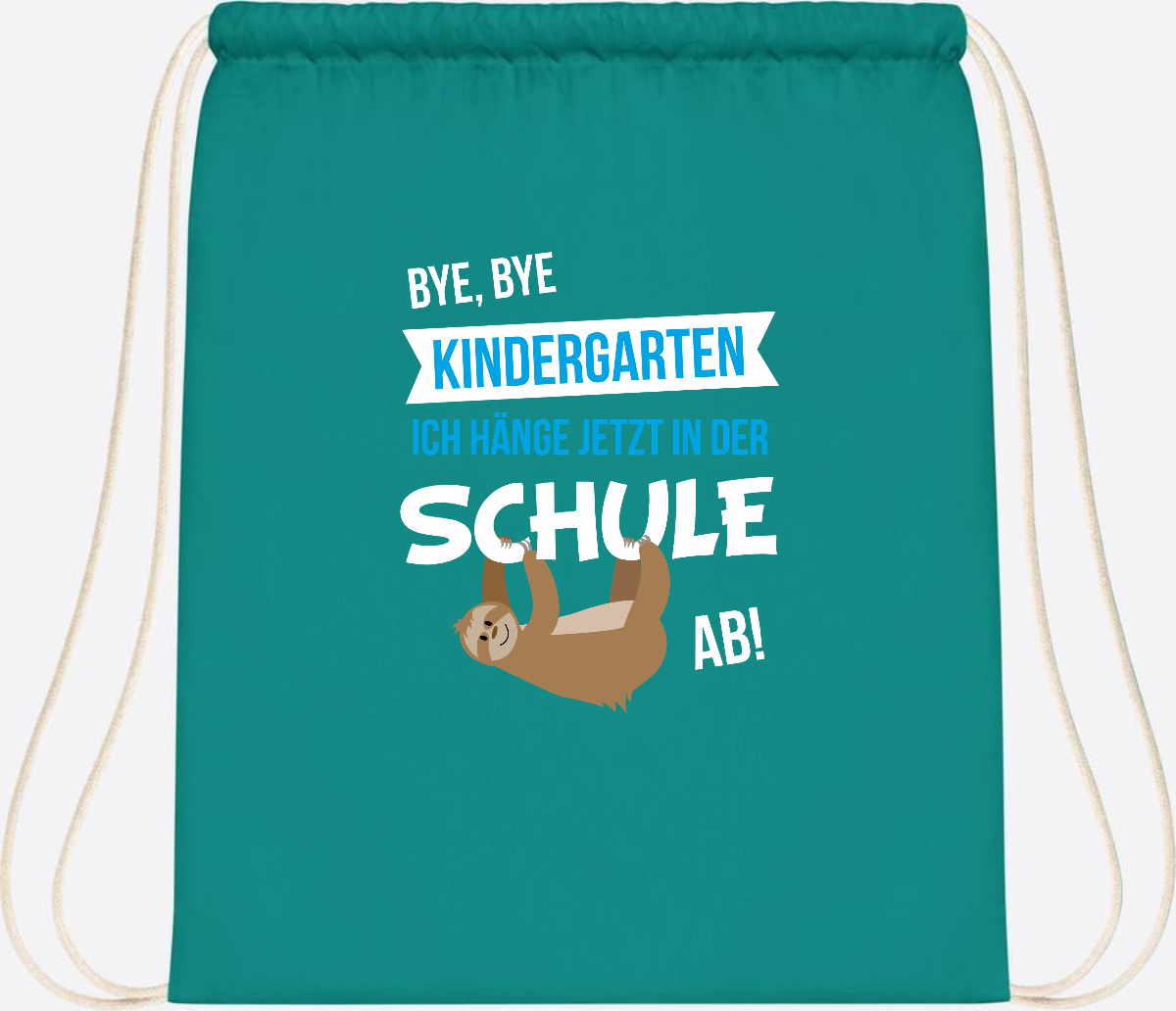 Turnbeutel zur Einschulung – Bye Bye Kindergarten mit Name - Emerald