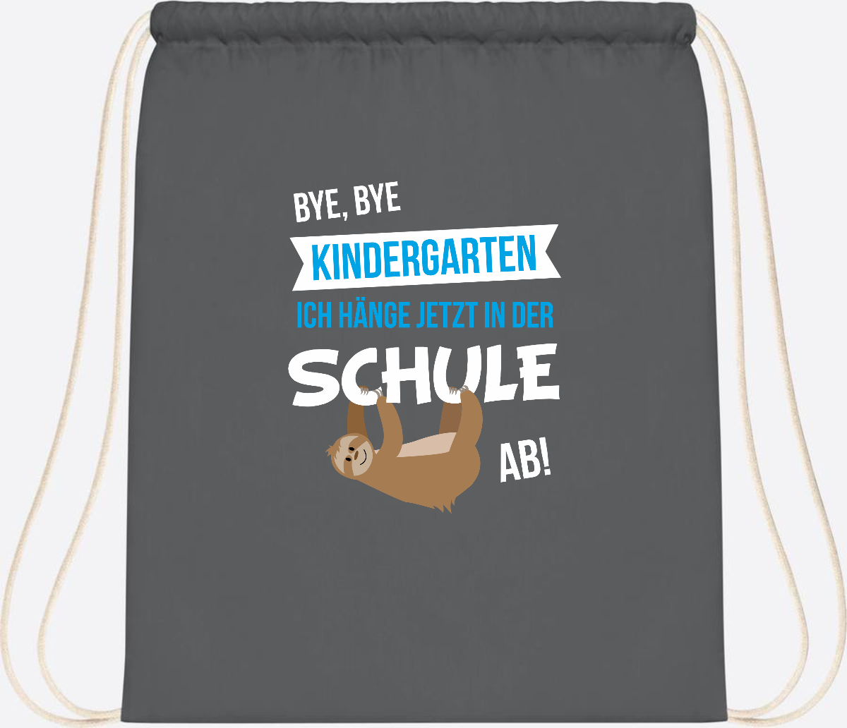 Turnbeutel zur Einschulung – Bye Bye Kindergarten mit Name - Graphite Grey