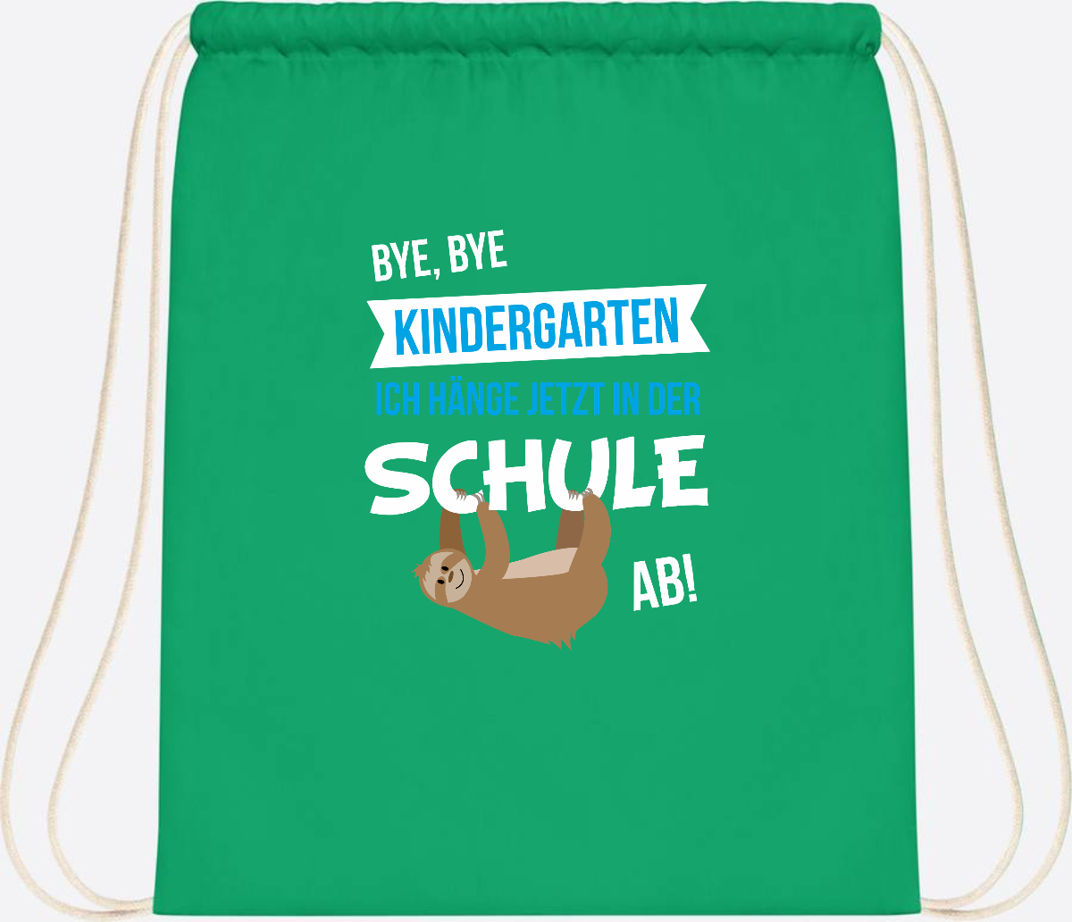Turnbeutel zur Einschulung – Bye Bye Kindergarten mit Name - Kelly Green