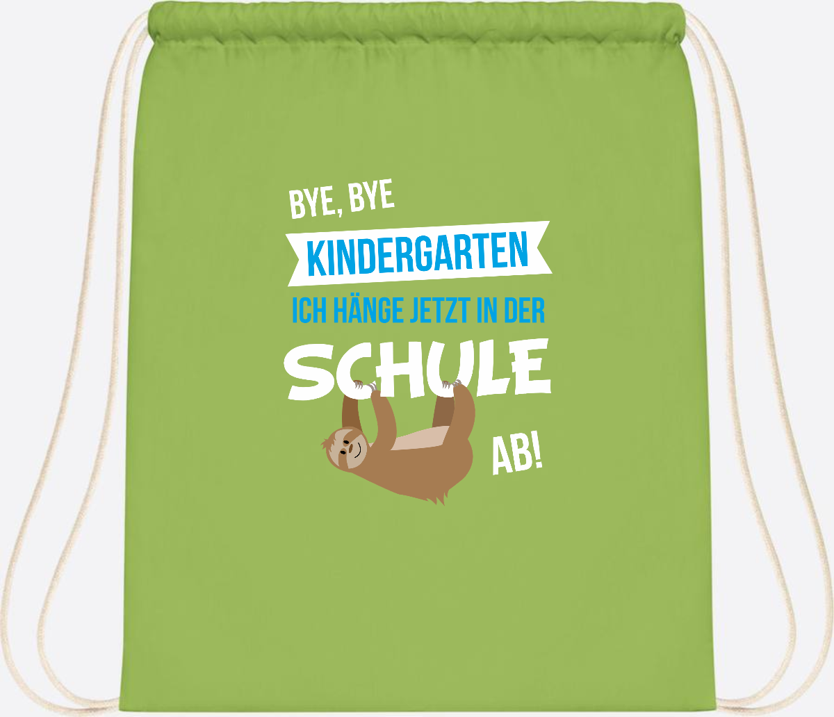 Turnbeutel zur Einschulung – Bye Bye Kindergarten mit Name - Lime Green