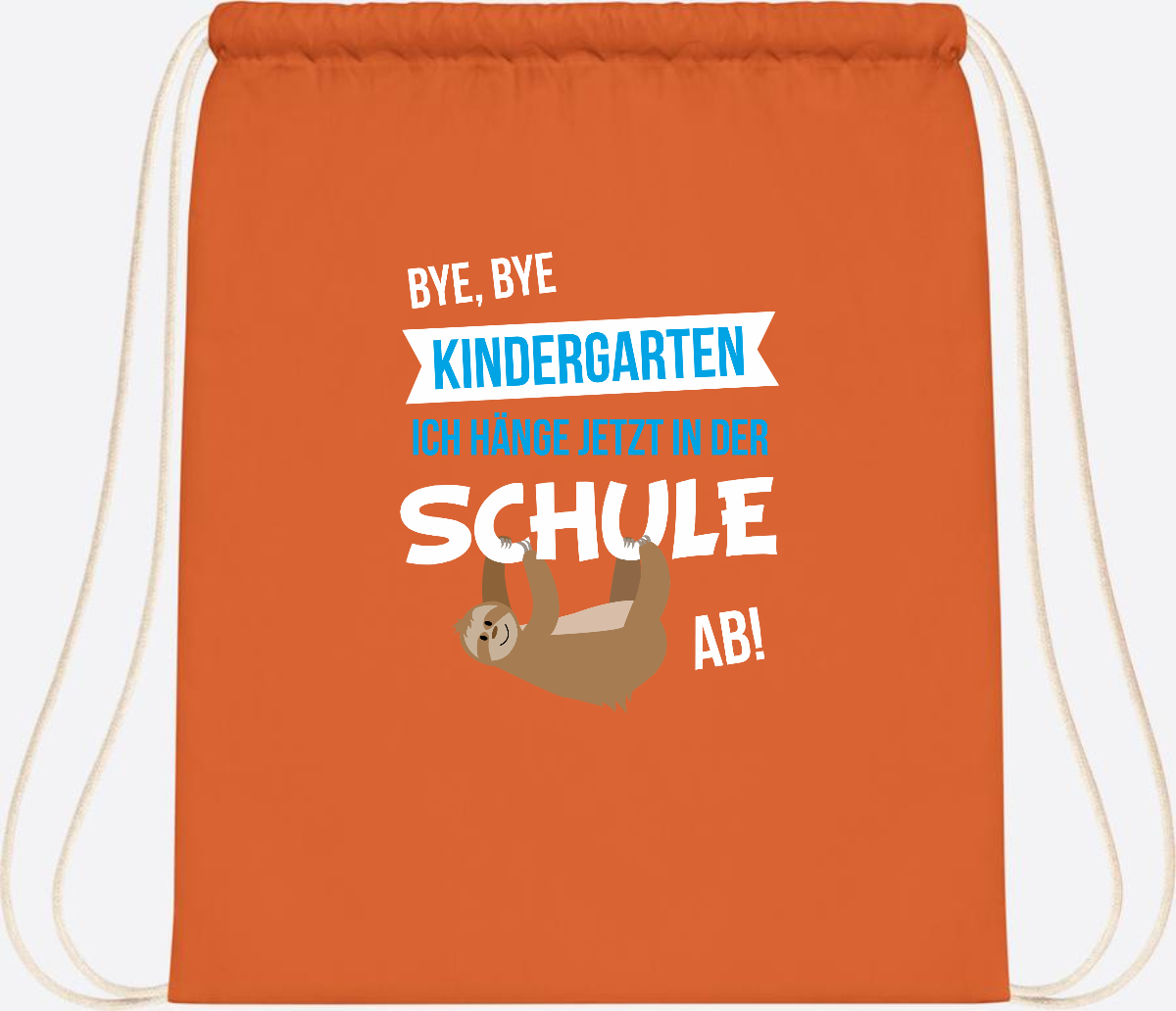 Turnbeutel zur Einschulung – Bye Bye Kindergarten mit Name - Orange