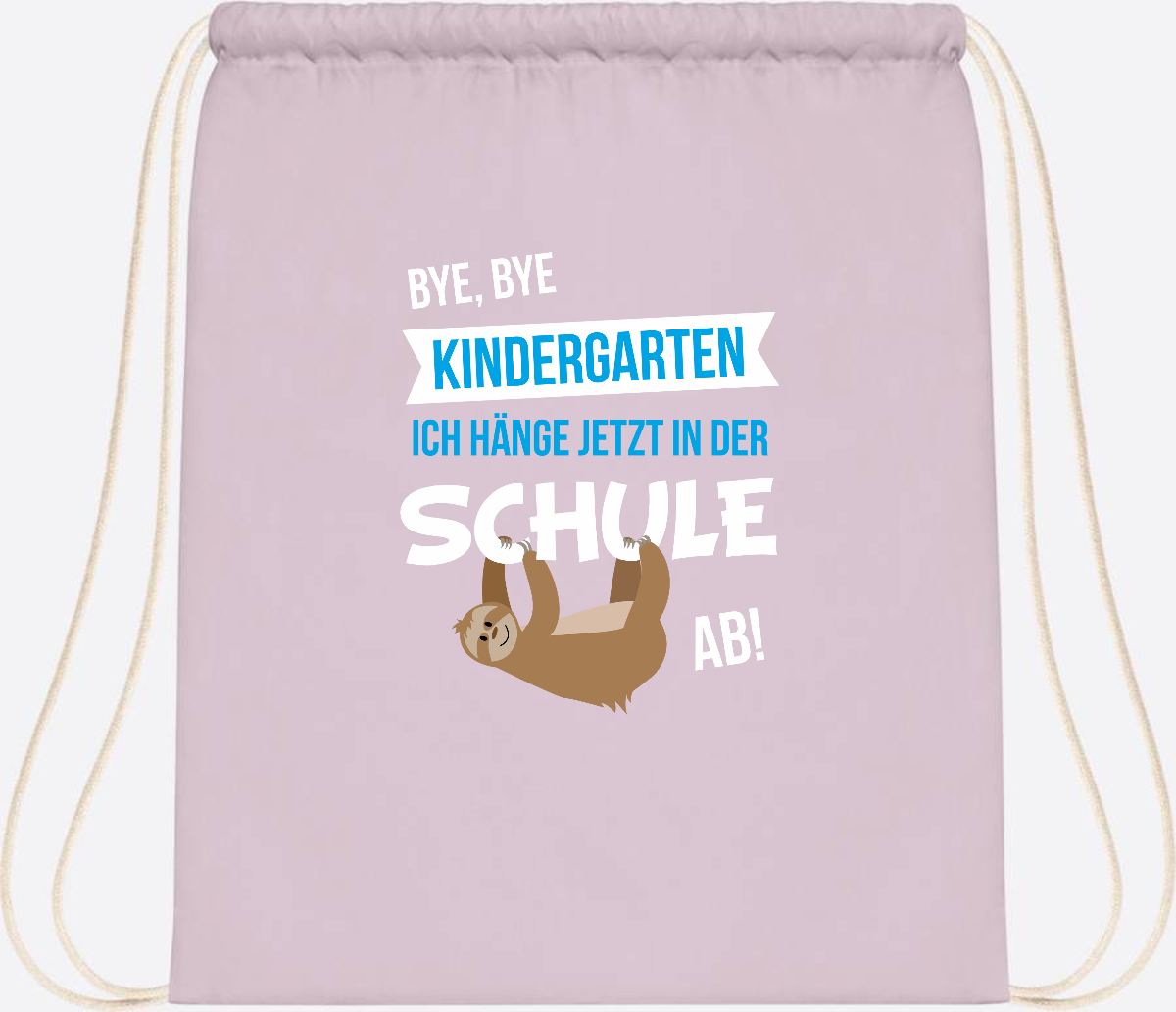 Turnbeutel zur Einschulung – Bye Bye Kindergarten mit Name - Pastel Pink/White
