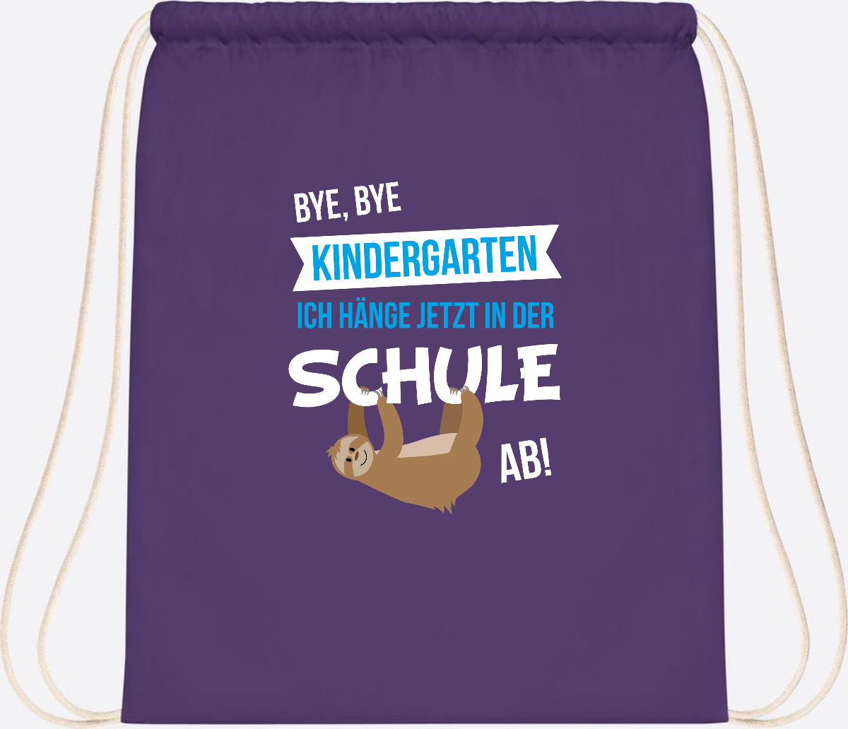 Turnbeutel zur Einschulung – Bye Bye Kindergarten mit Name - Purple