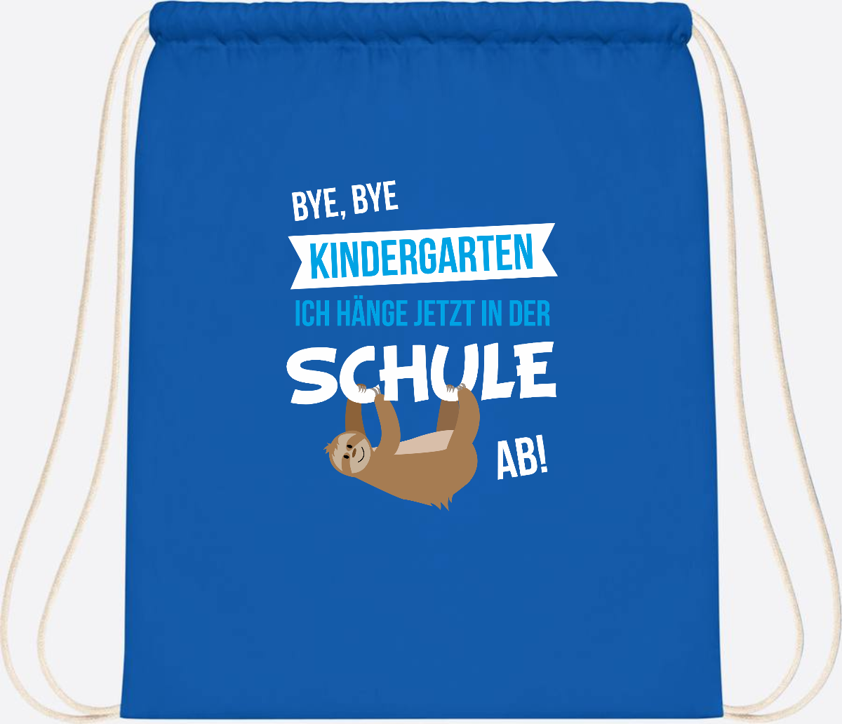 Turnbeutel zur Einschulung – Bye Bye Kindergarten mit Name - Sapphire Blue
