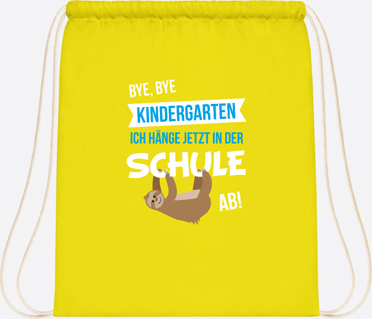 Turnbeutel zur Einschulung – Bye Bye Kindergarten mit Name - Yellow