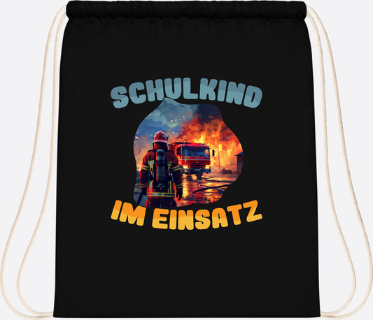 Turnbeutel zur Einschulung: Feuerwehr Schulkind im Einsatz - Black