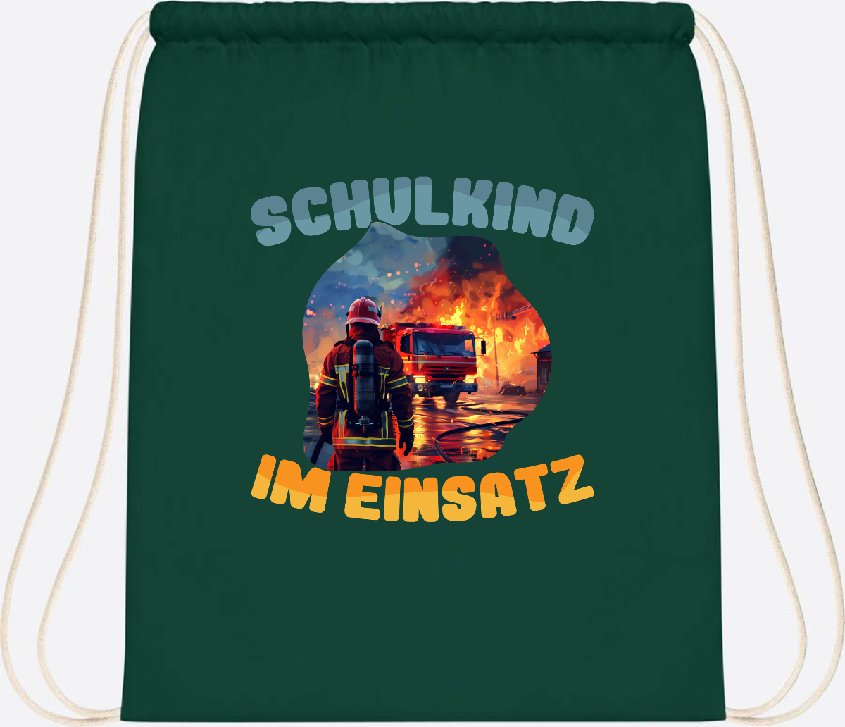 Turnbeutel zur Einschulung: Feuerwehr Schulkind im Einsatz - Bottle Green