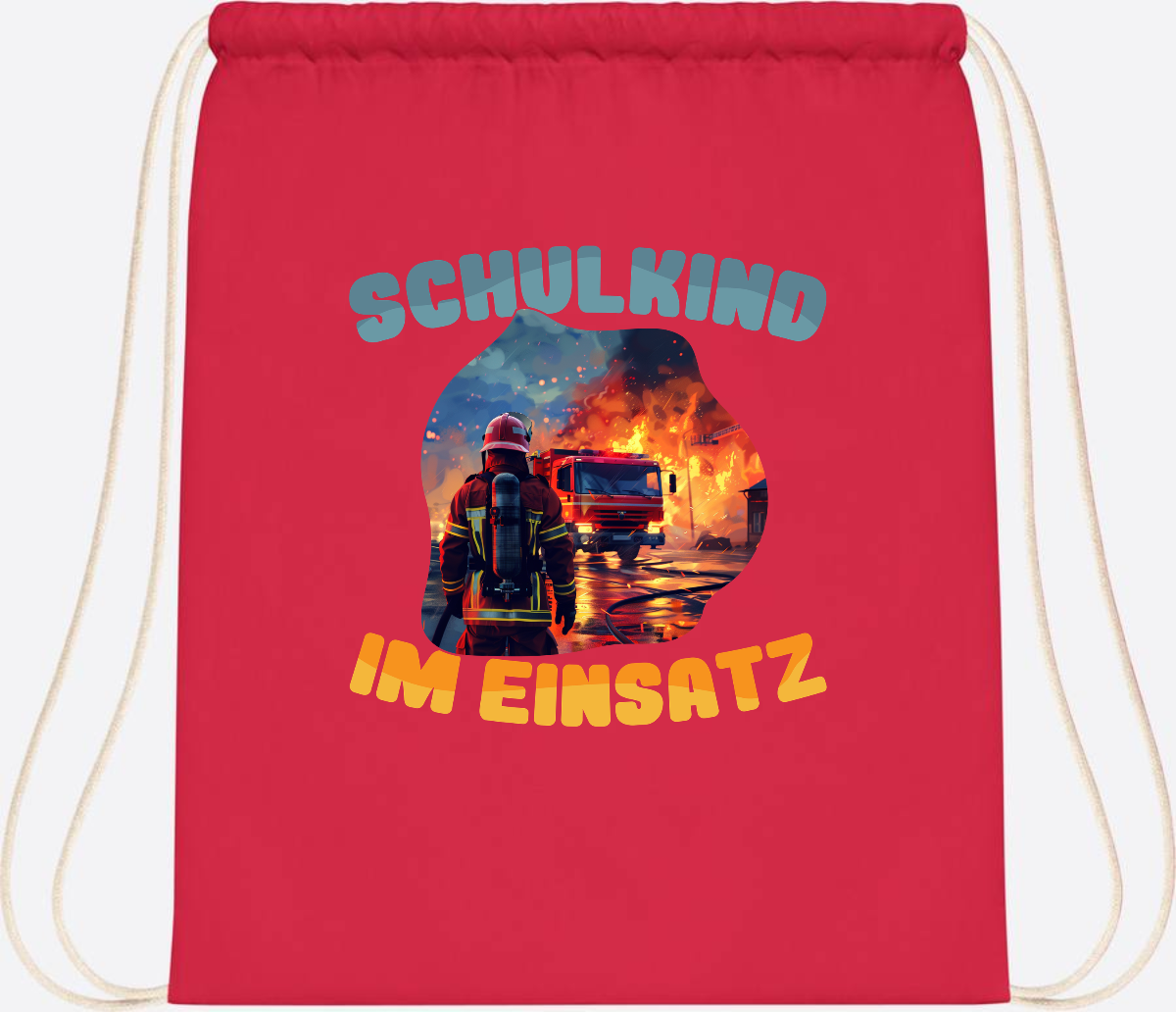 Turnbeutel zur Einschulung: Feuerwehr Schulkind im Einsatz - Bright Red