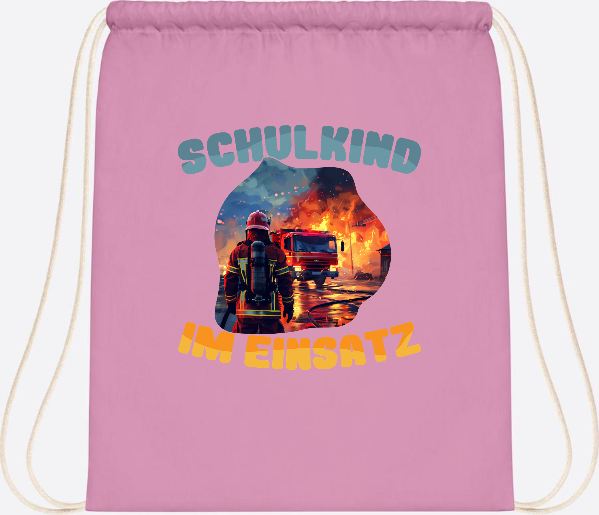 Turnbeutel zur Einschulung: Feuerwehr Schulkind im Einsatz - Classic Pink/White