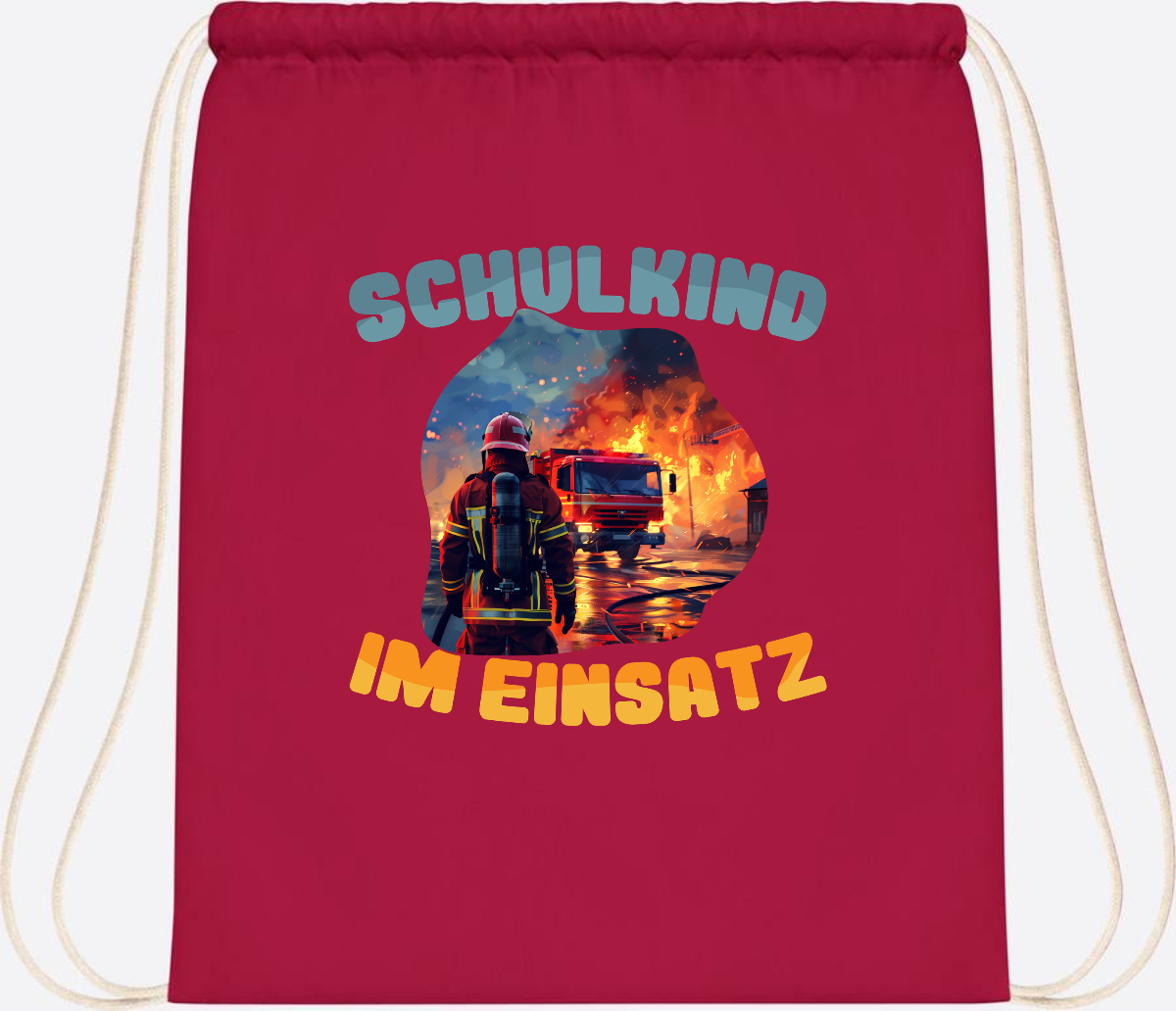 Turnbeutel zur Einschulung: Feuerwehr Schulkind im Einsatz - Classic Red