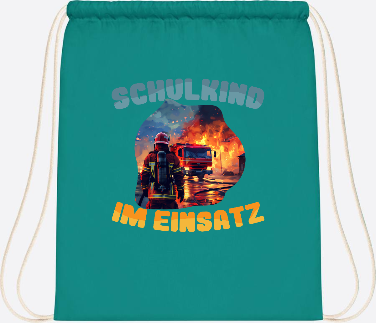 Turnbeutel zur Einschulung: Feuerwehr Schulkind im Einsatz - Emerald