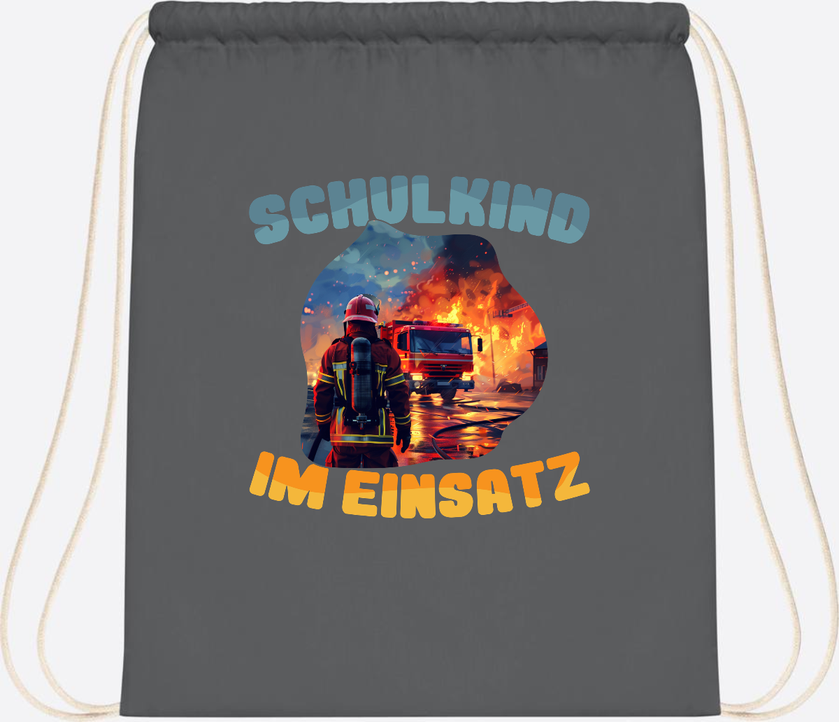 Turnbeutel zur Einschulung: Feuerwehr Schulkind im Einsatz - Graphite Grey