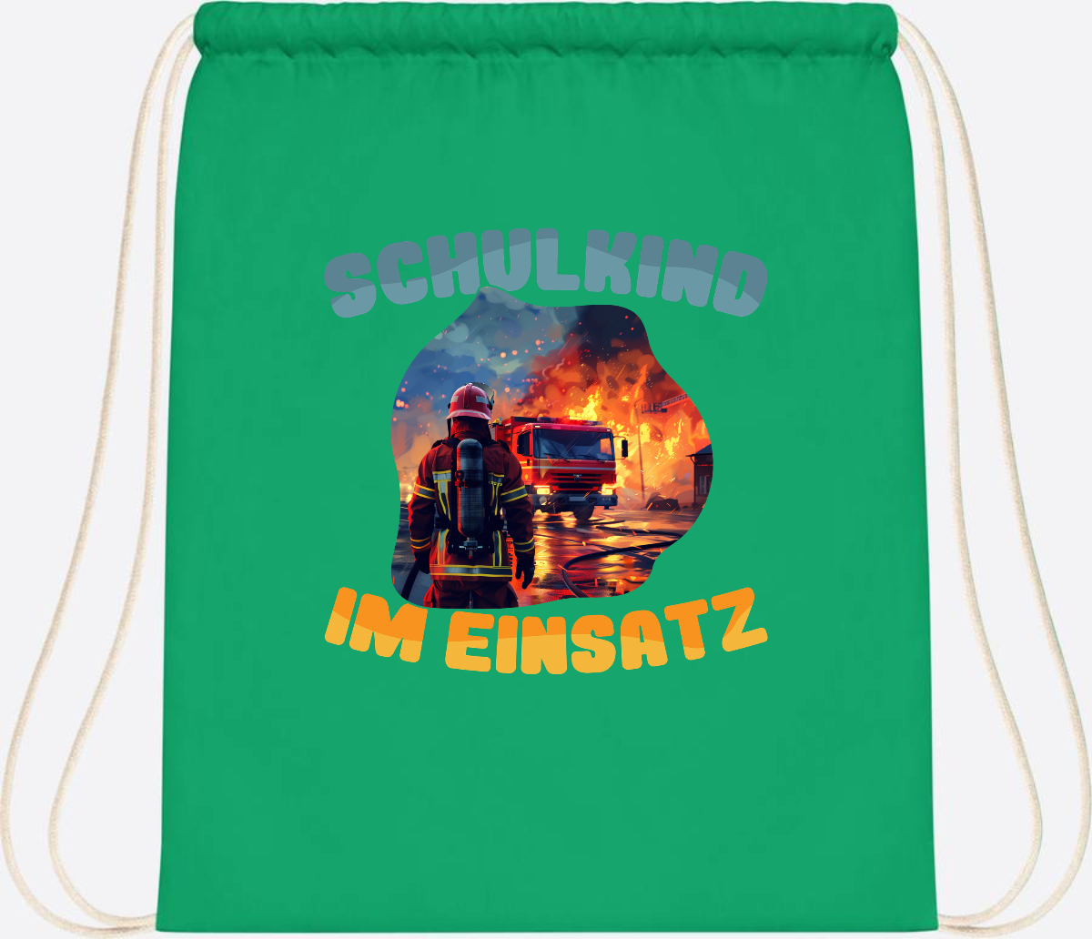 Turnbeutel zur Einschulung: Feuerwehr Schulkind im Einsatz - Kelly Green