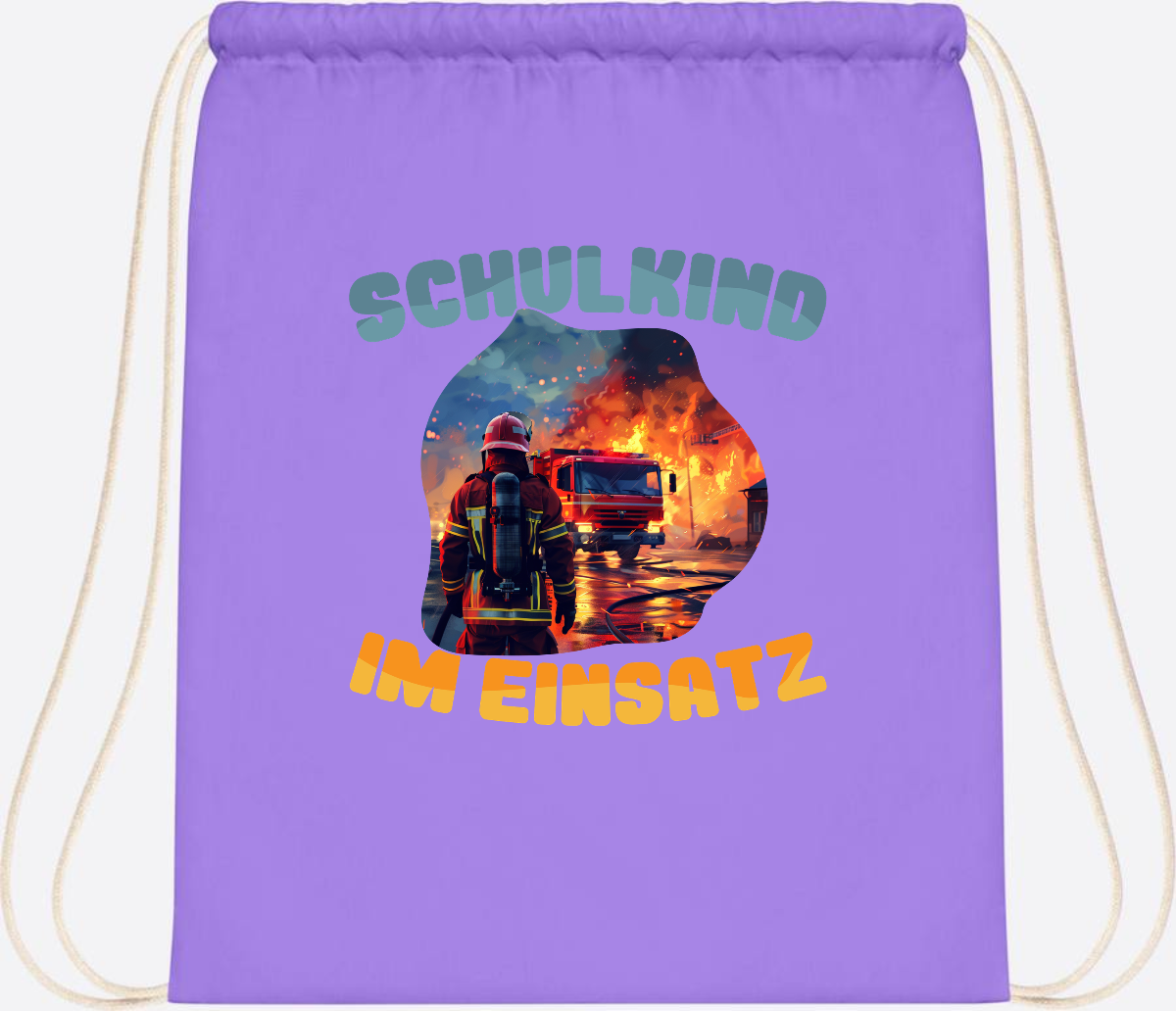 Turnbeutel zur Einschulung: Feuerwehr Schulkind im Einsatz - Lavender/White