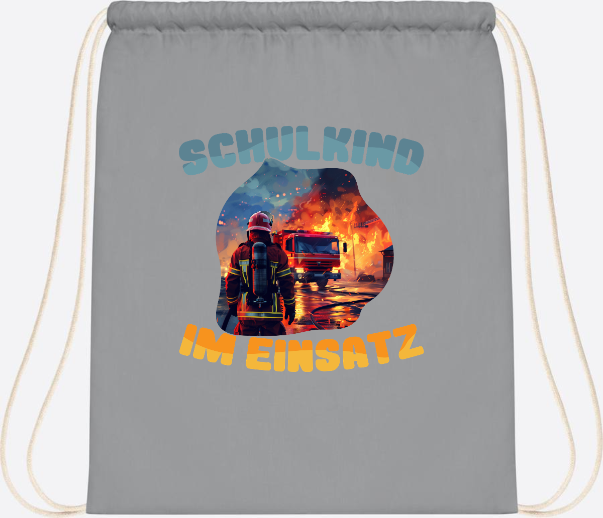 Turnbeutel zur Einschulung: Feuerwehr Schulkind im Einsatz - Light Grey
