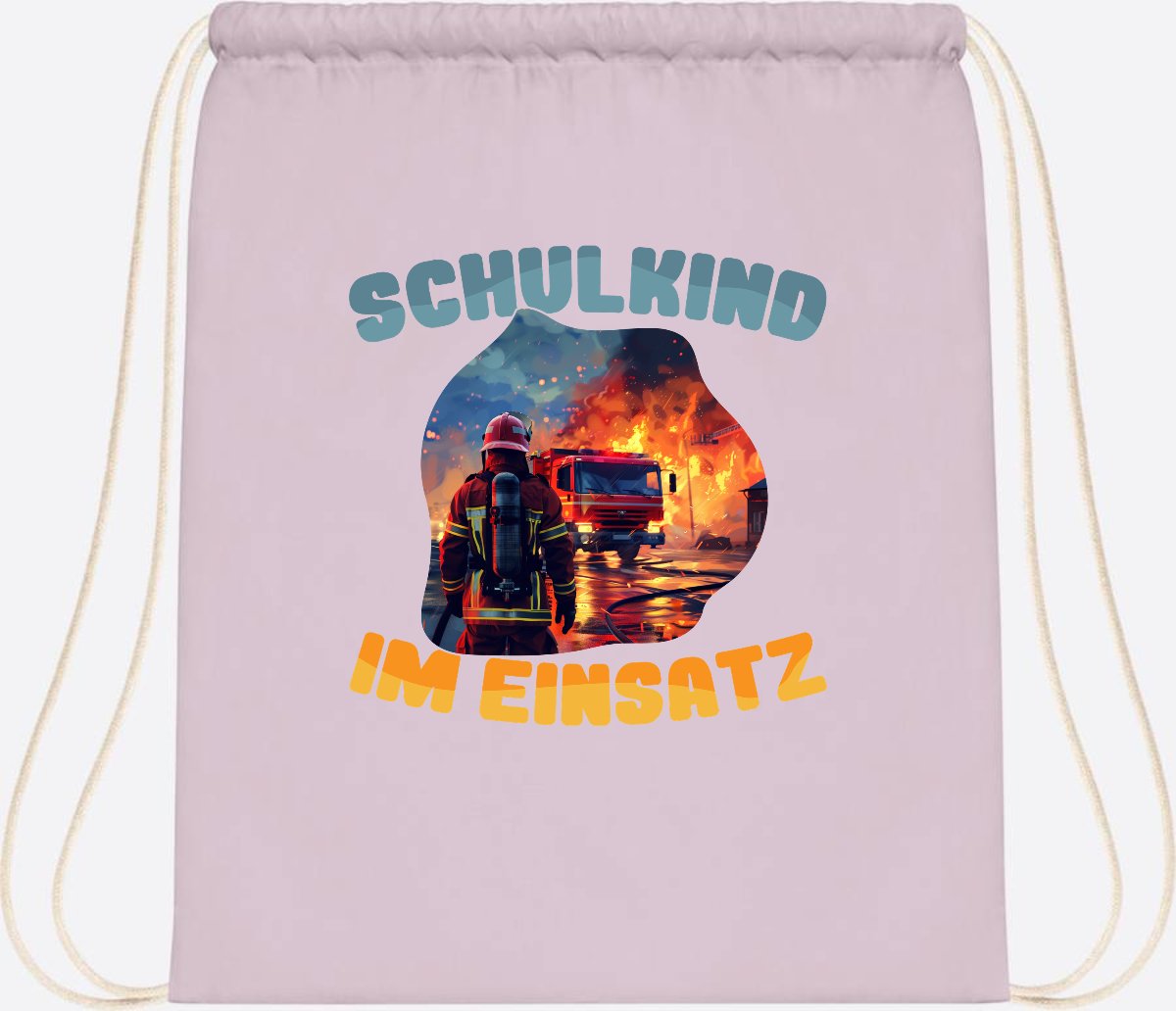 Turnbeutel zur Einschulung: Feuerwehr Schulkind im Einsatz - Pastel Pink/White