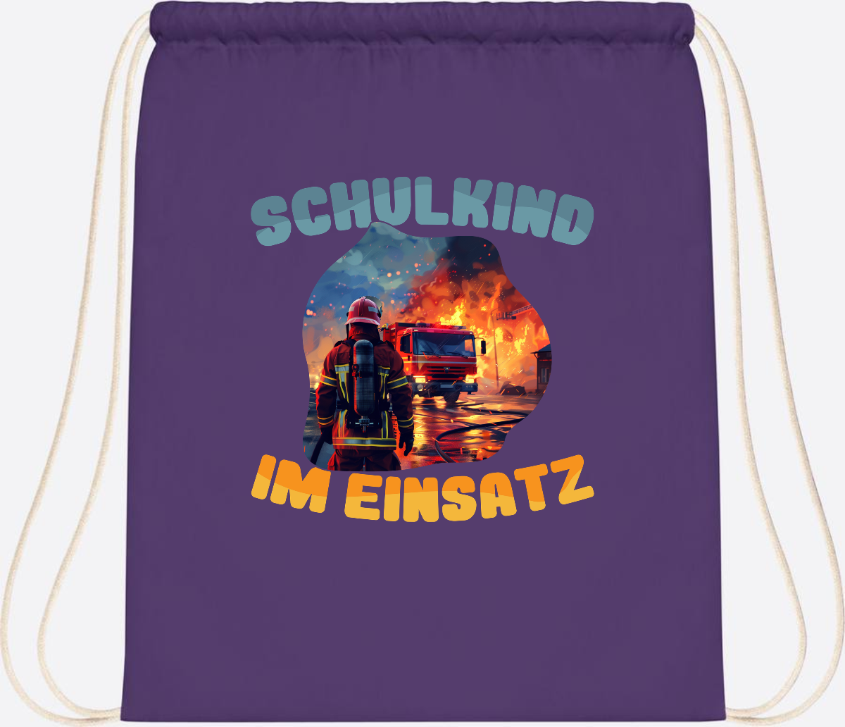 Turnbeutel zur Einschulung: Feuerwehr Schulkind im Einsatz - Purple