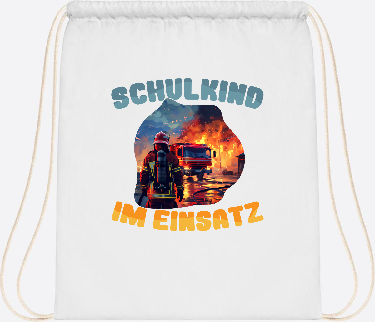 Turnbeutel zur Einschulung: Feuerwehr Schulkind im Einsatz - White