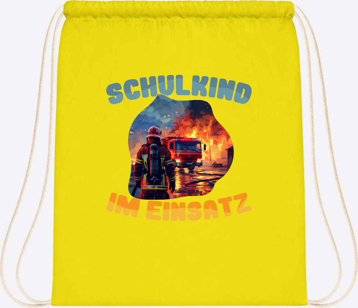 Turnbeutel zur Einschulung: Feuerwehr Schulkind im Einsatz - Yellow